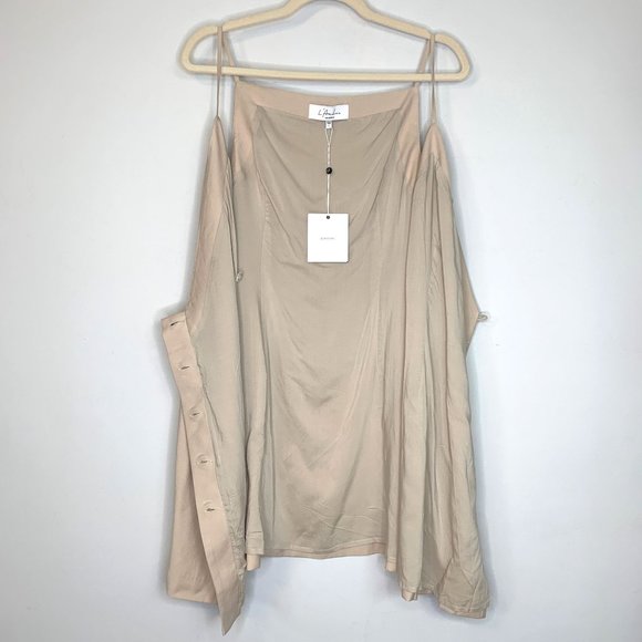 NWT L'ACADEMIE x Revolve The Brigitte Mini Dress in Sand Sz L - Picture 7 of 10